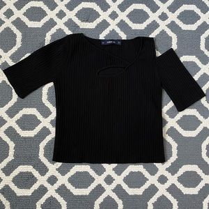 Zara black crop top with cutouts